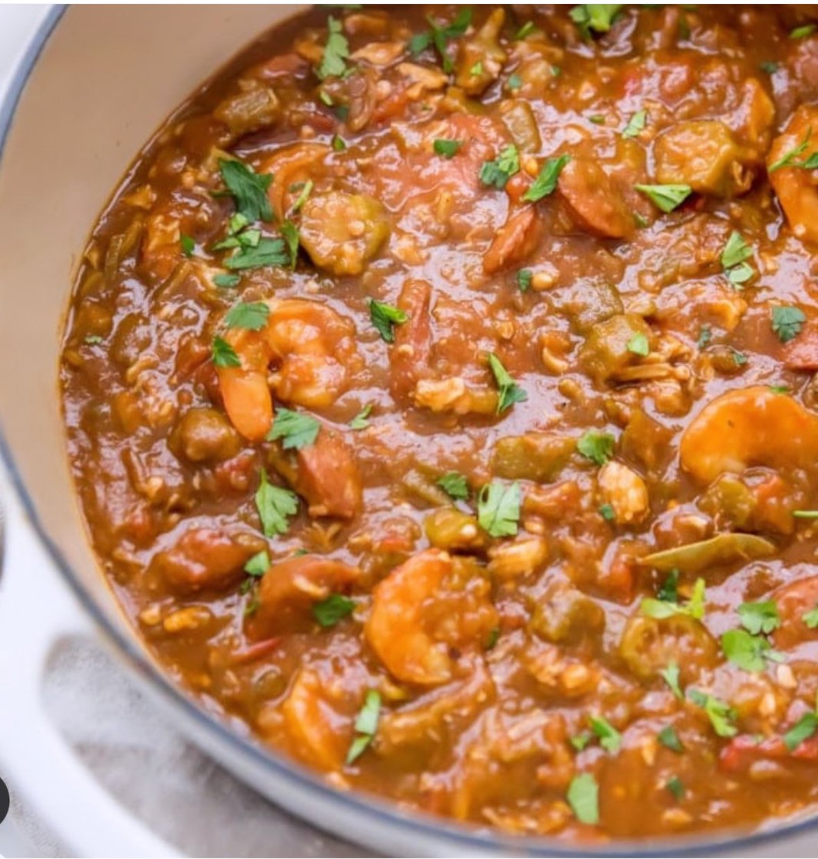 Sunday's Special is Chicken, Shrimp & Andouille Sausage Gumbo with Hush Puppies