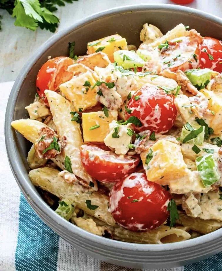 Sunday's Special is a Club Sandwich Pasta Salad with Turkey, Ham, Cheddar & Bacon