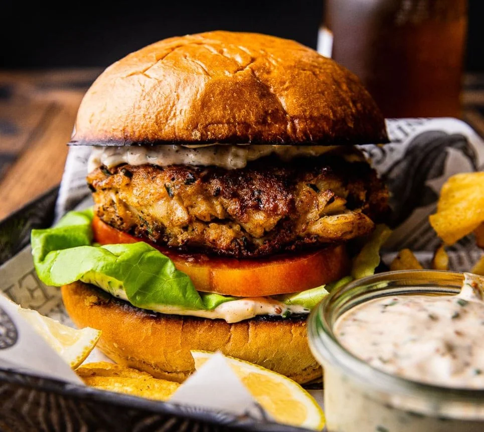 Sunday's Special is a Crab Cake Sandwich on a Brioche Bun with Marinated Slaw & Rt.11 Chips