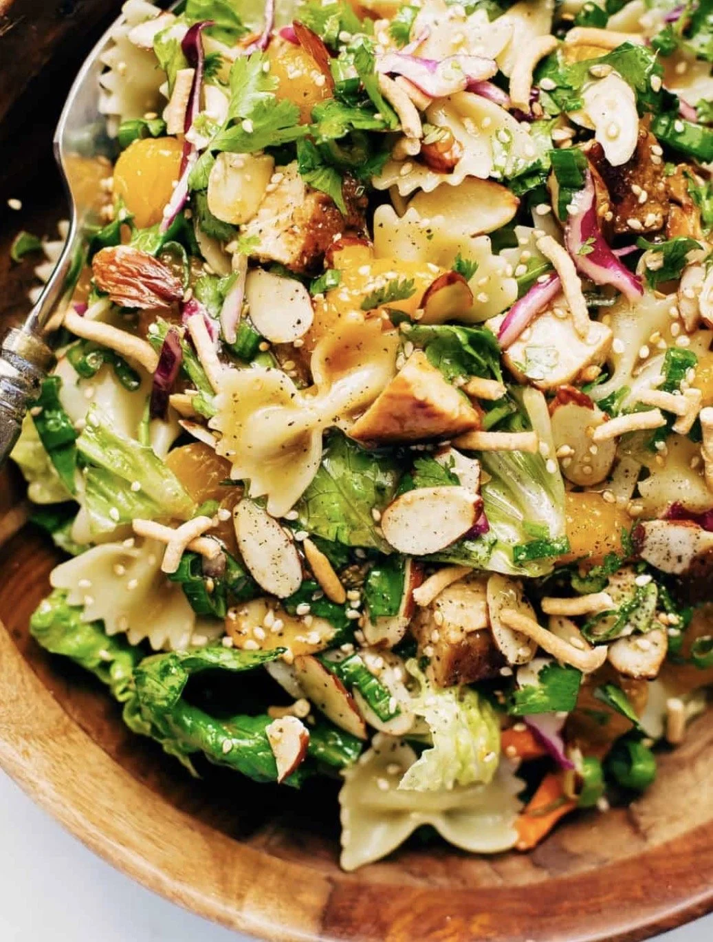 Sunday's Special is a Sesame Chicken Pasta Salad with Almonds, Mandarins &amp; a Ginger Dressing