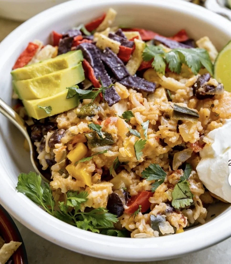 Sunday's Special is a Southwest Chicken Rice Bowl with Corn, Black Beans, Salsa &amp; Avocado