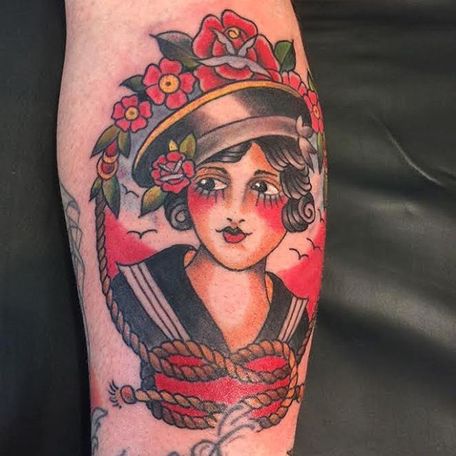 Recent one from Darren Hall!! He had a no show today and has time right now to tattoo ya!!! Grab it before it&rsquo;s gone! #risingtidetattoo #americantraditional #tibetantattoo #bouldertattoo #coloradotattoo #303 #walkintattoo #walkinswelcome #tradi