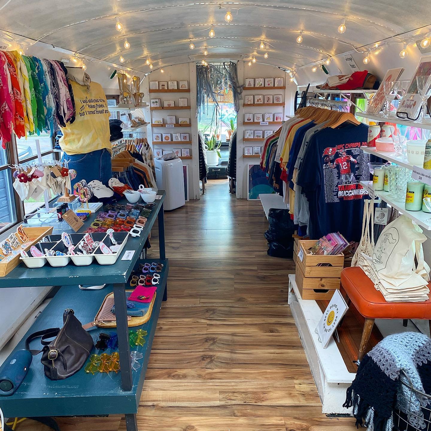 will never not love creating and recreating in this space✨ luna is feelin real cute and extra full @thelawnaustin 🥰 come shop tons of new crops, tees, jewelry, candles, coaster, ALL THE THINGS! we&rsquo;ll be here all weekend + monday (maybe there w