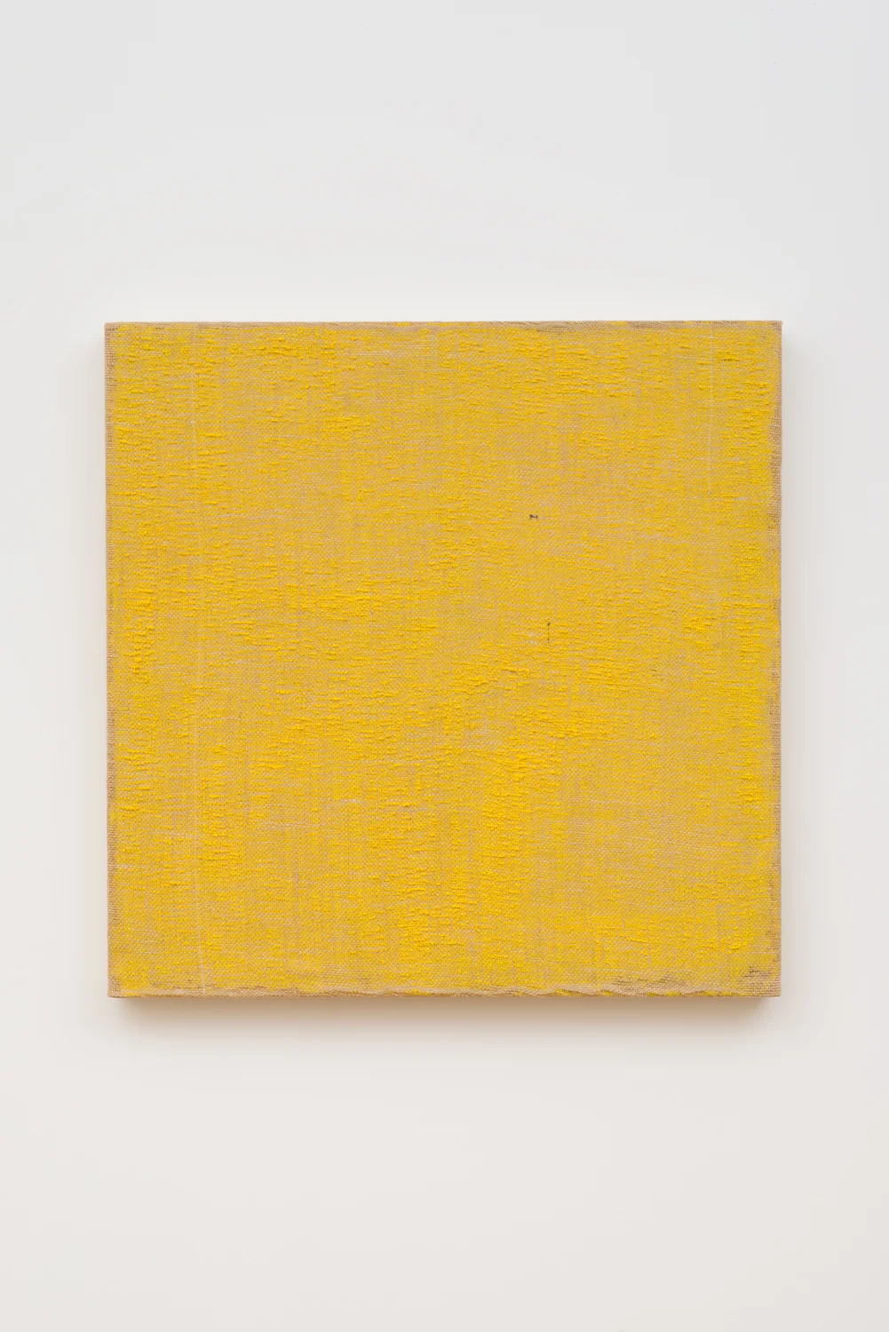 Untitled "Yellow", 20??. Acrylic, wax, jute. (28 x 28 x 1.75 inches)