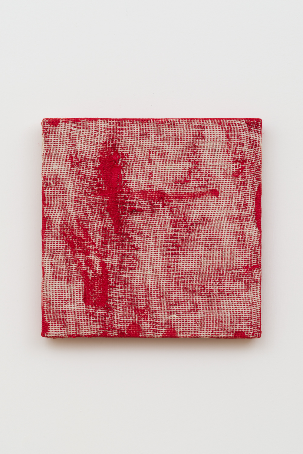 Untitled, 2016. Acrylic, wax, jute, wood panel. (12 x 12 x 0.5 inches)