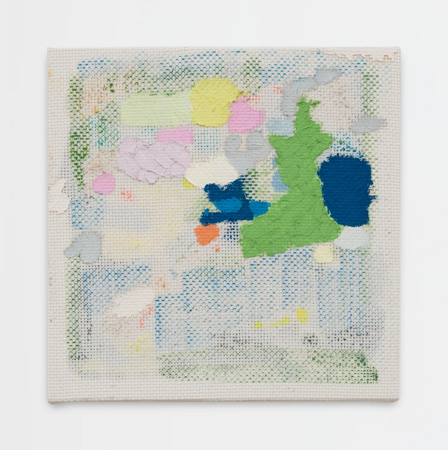 Untitled, 2016. Oil, wax, cotton on panel. (8 x 8 x 1.5 inches)