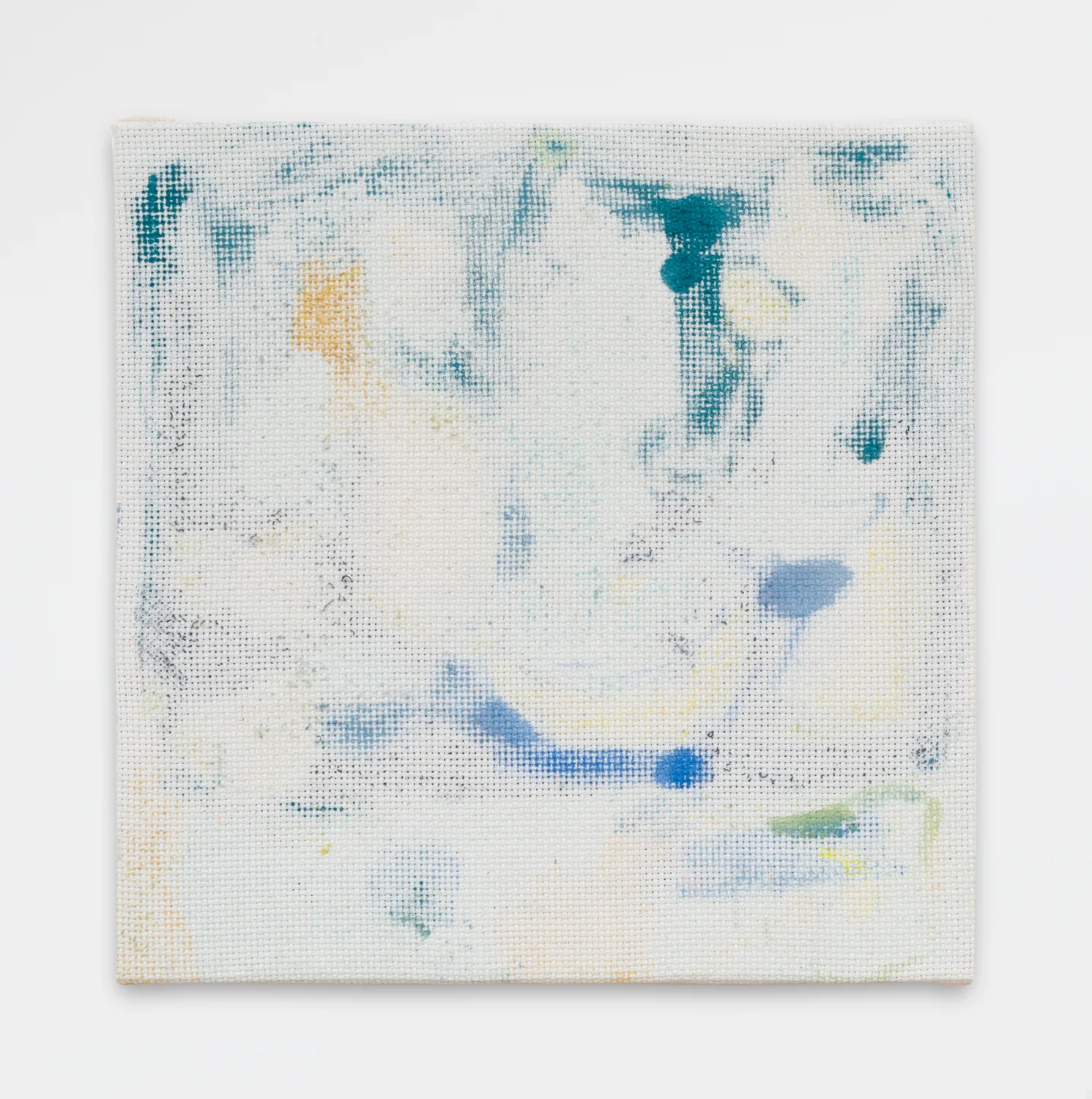 Untitled, 2014. Acrylic, wax, cotton on panel. (10 x 10 x 1.5 inches)