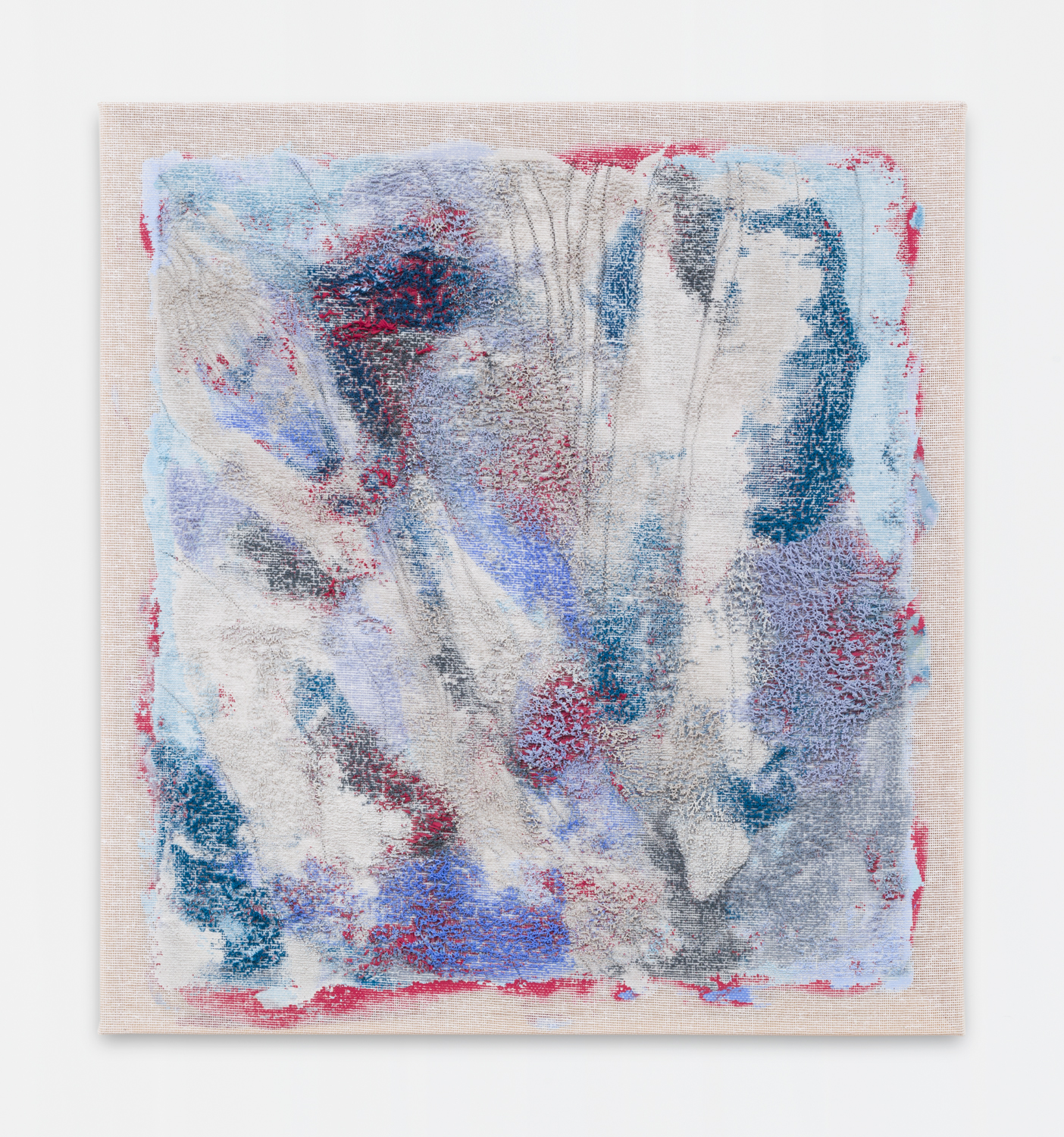 Untitled, 2015. Acrylic, wax, charcoal, cotton interface. (26 x 24 x 1.5 inches)