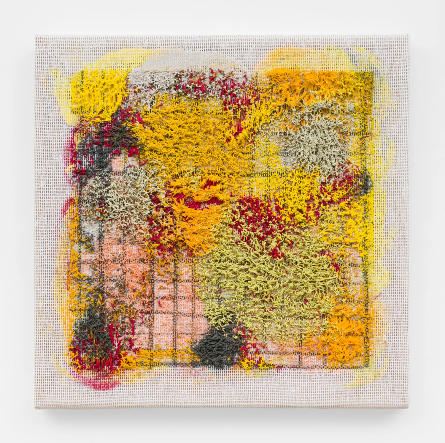 Untitled, 2017. Acrylic, wax, charcoal, cotton interface. (13 x 13 x 1.25 inches)