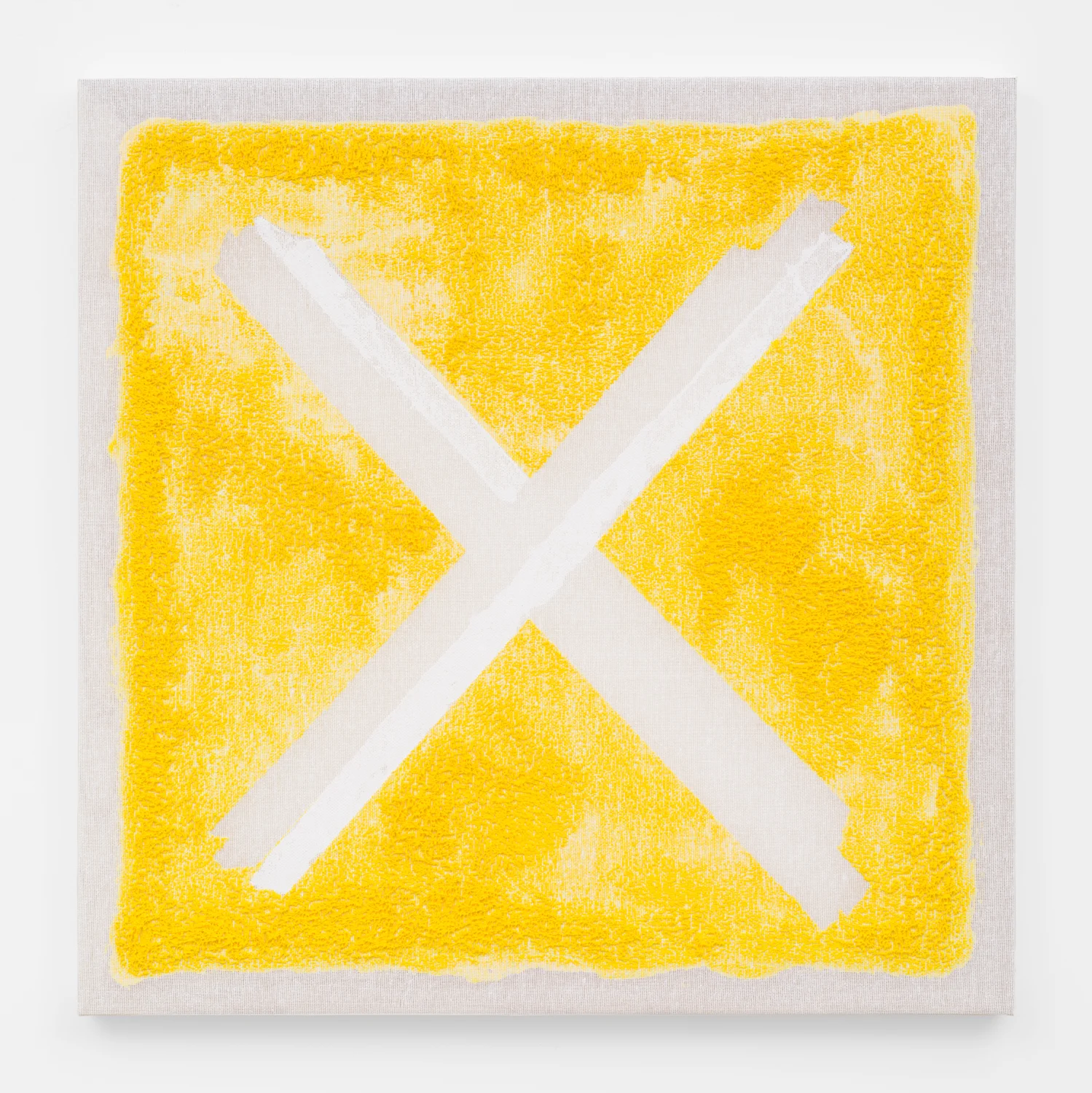 Untitled, 2017. Acrylic, wax, charcoal, cotton interface. (23 x 23 x 1.5 inches)