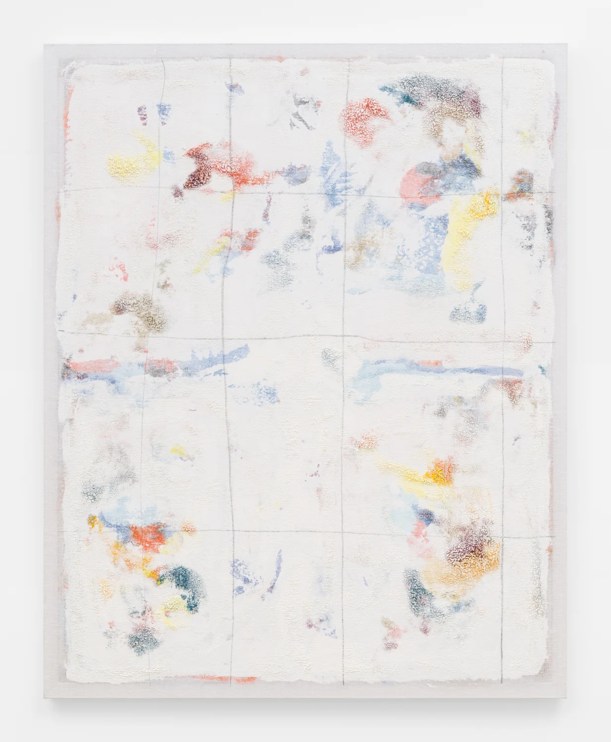 Untitled, 2015. Acrylic, wax, charcoal, cotton interface. (51.5 x 64.5 x 1.5 inches)