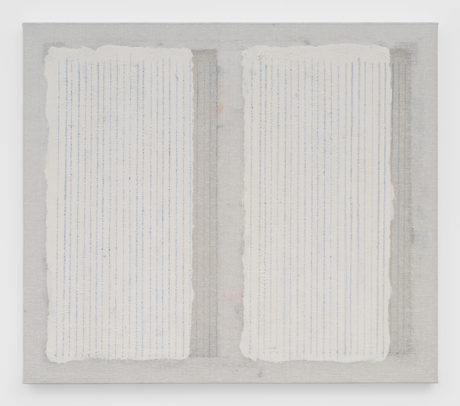 Untitled, 2018. Acrylic, wax, pastel, cotton interface. (31 x 27 x 1.5 inches)