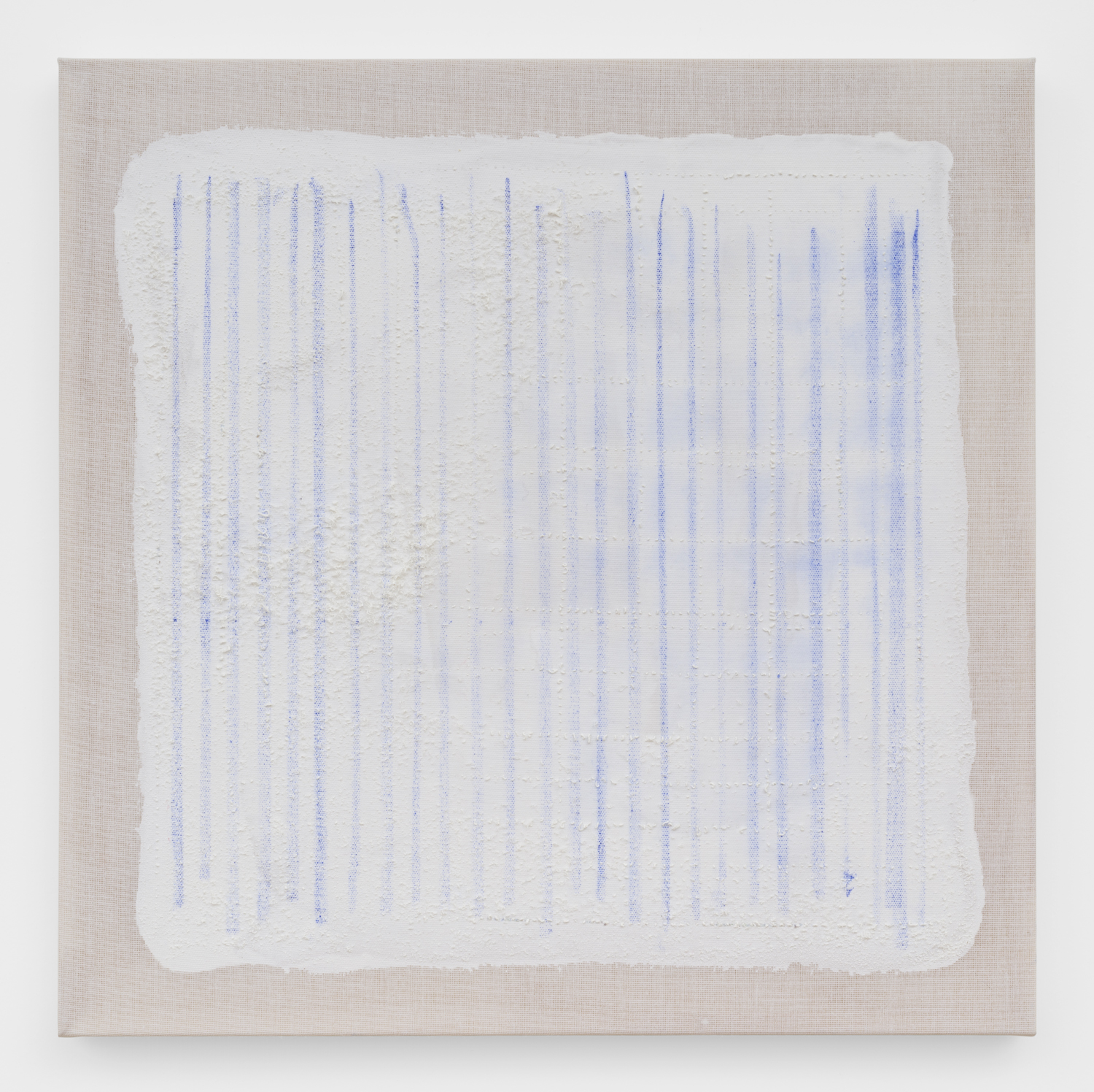 Untitled, 2018. Acrylic, wax, pastel, cotton interface. (16 x 16 x 1 inches)