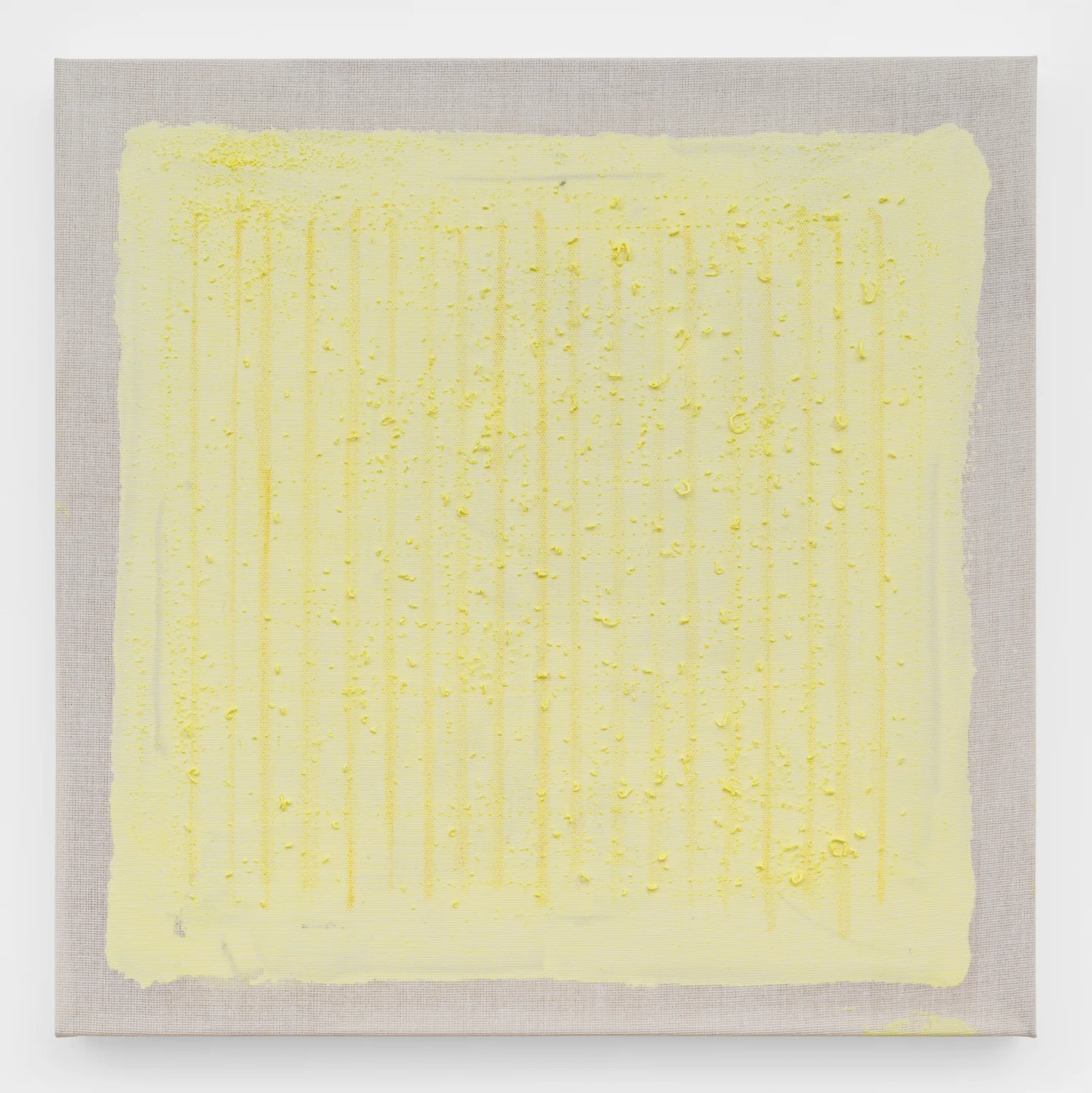 Untitled, 2018. Acrylic, wax, pastel, cotton interface. (13 x 13 x 1 inches)