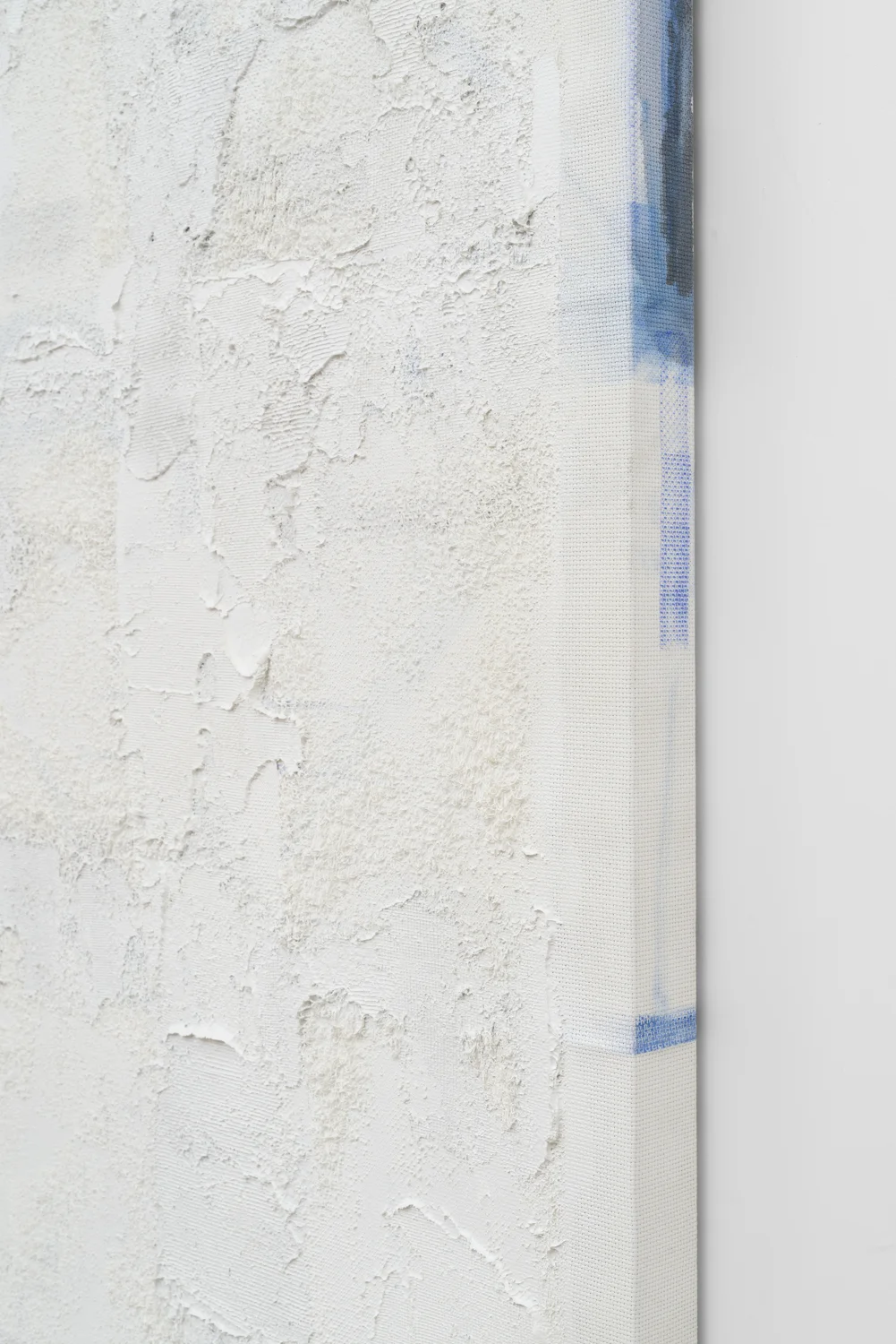 Detail of Untitled, 2018. Acrylic, wax, watercolor, pastel, cotton (51.5 x 64.5 x 1.5 inches)