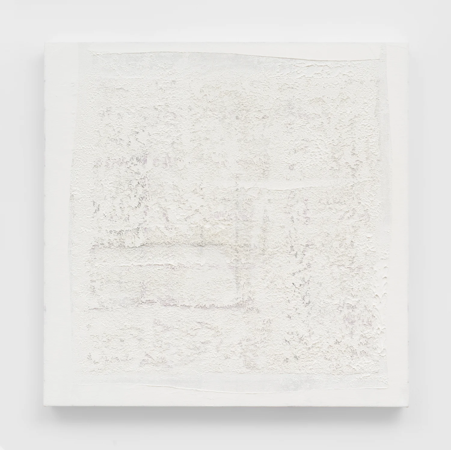 Untitled, 2018. Acrylic, wax, watercolor, pastel, cotton (28.5 x 28.5 x 1.75 inches)