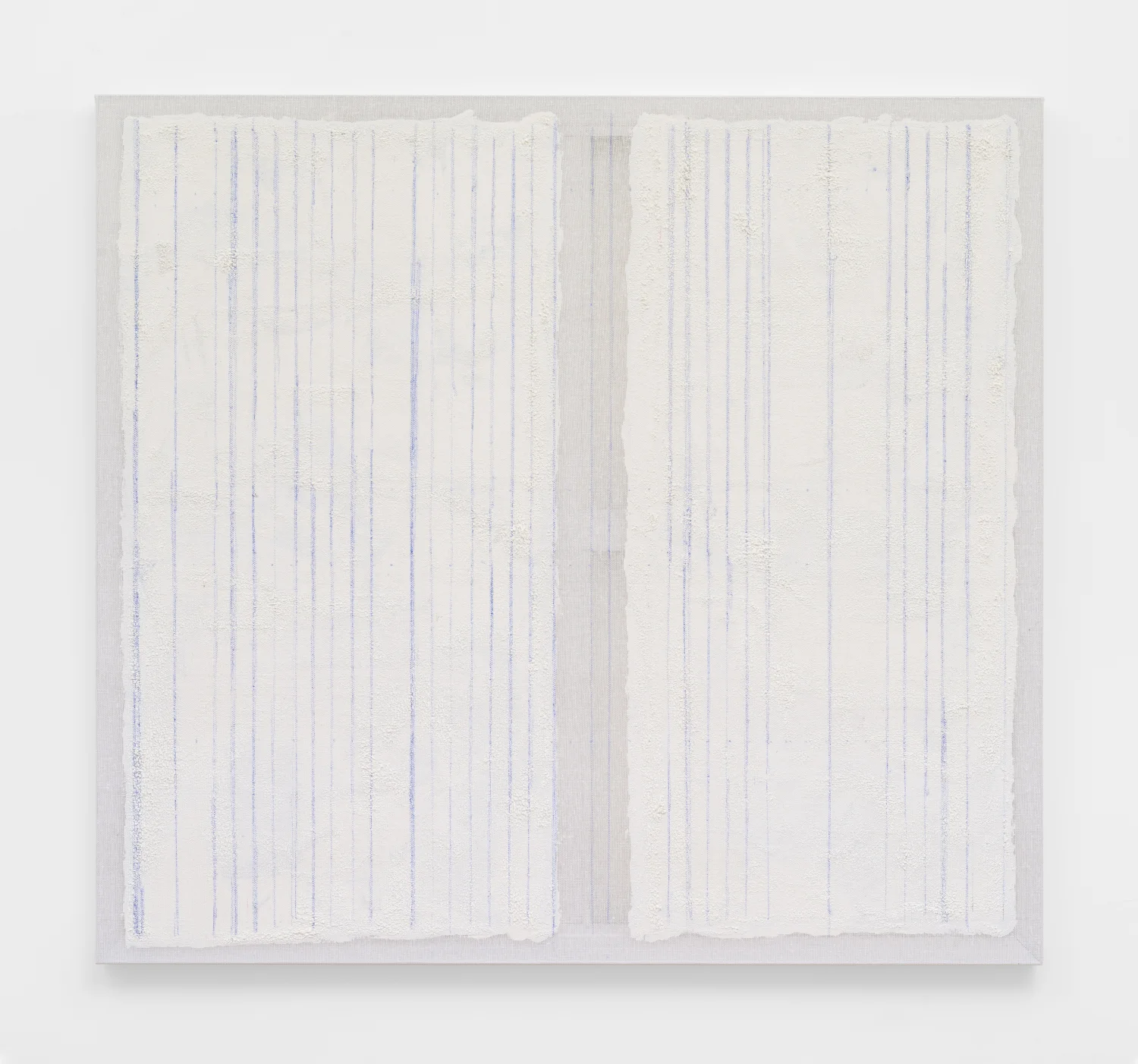 Untitled, 2018. Acrylic, wax, pastel, cotton interface (48 x 44 x 1.5 inches)