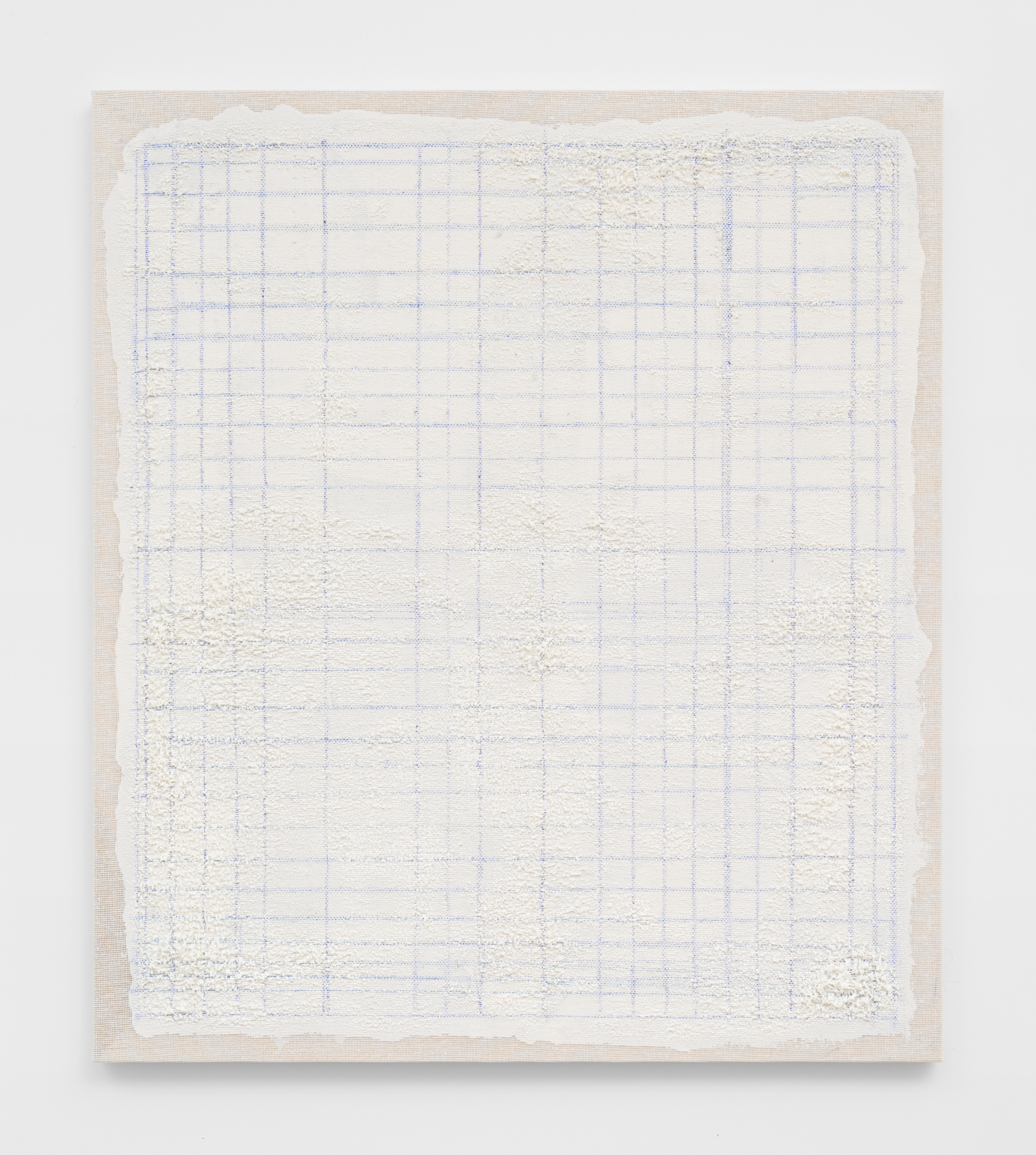 Untitled, 2018. Acrylic, wax, pastel, cotton interface (27.5 x 31.5 x 1 inches)