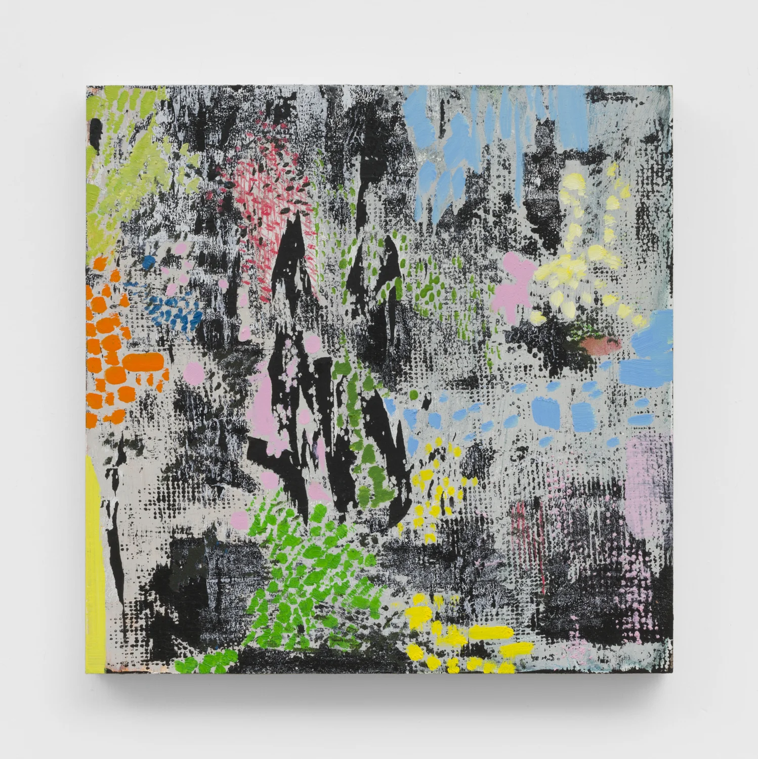 Untitled, 2018. Oil, acrylic, wax on panel (8 x 8 x 1 inches)