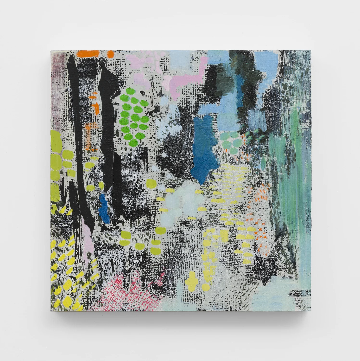 Untitled, 2018. Oil, acrylic, wax on panel (8 x 8 x 1 inches)