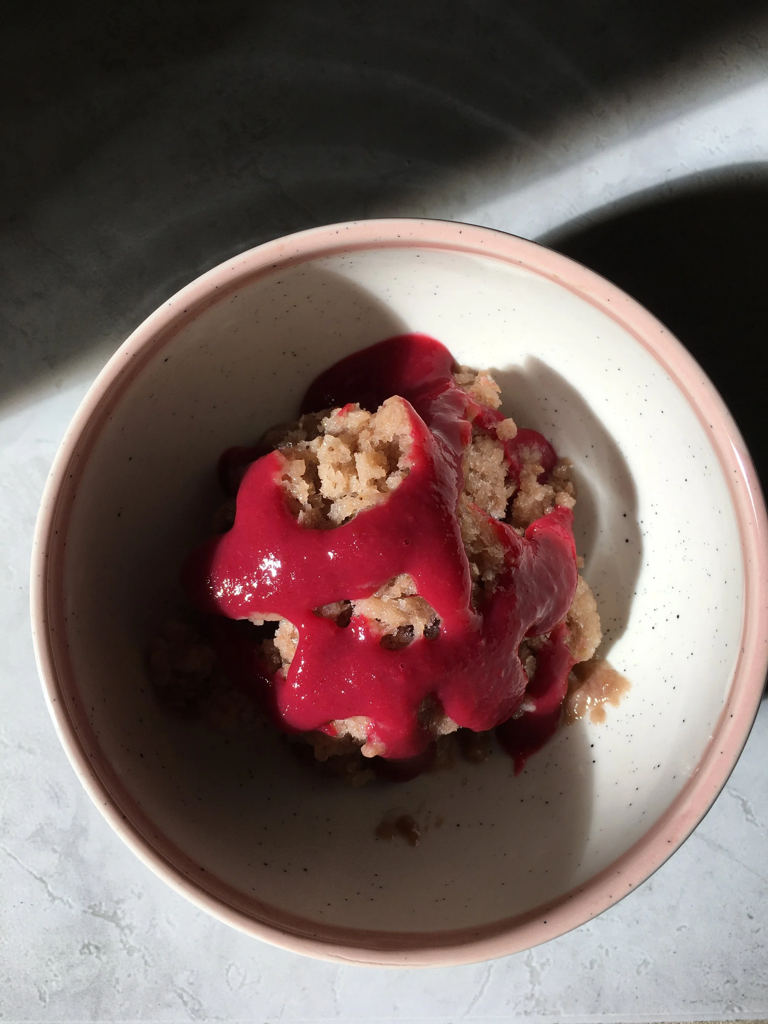 Banana Granita with Plum Ginger Sauce