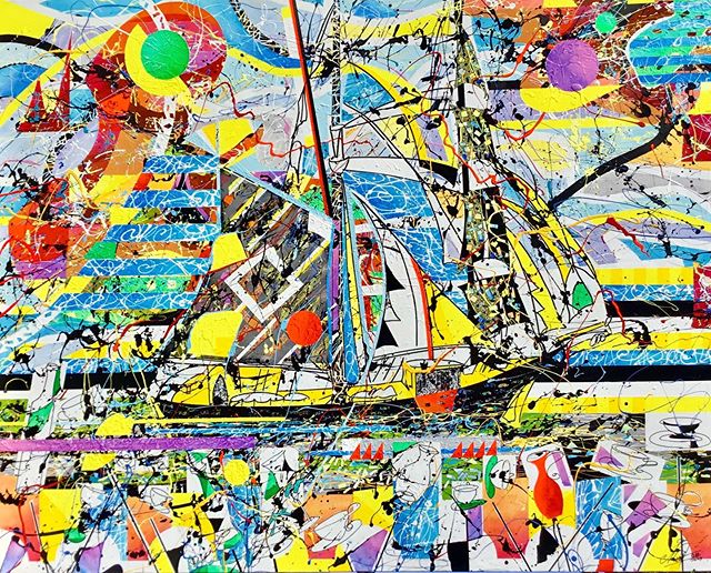 ACRYLIQUE SUR TOILE l Dimension : 162 X 132  l  LE VOILIER #nicolewestart #nicolewestkunst #nicolewestartiste #color #artincorsica