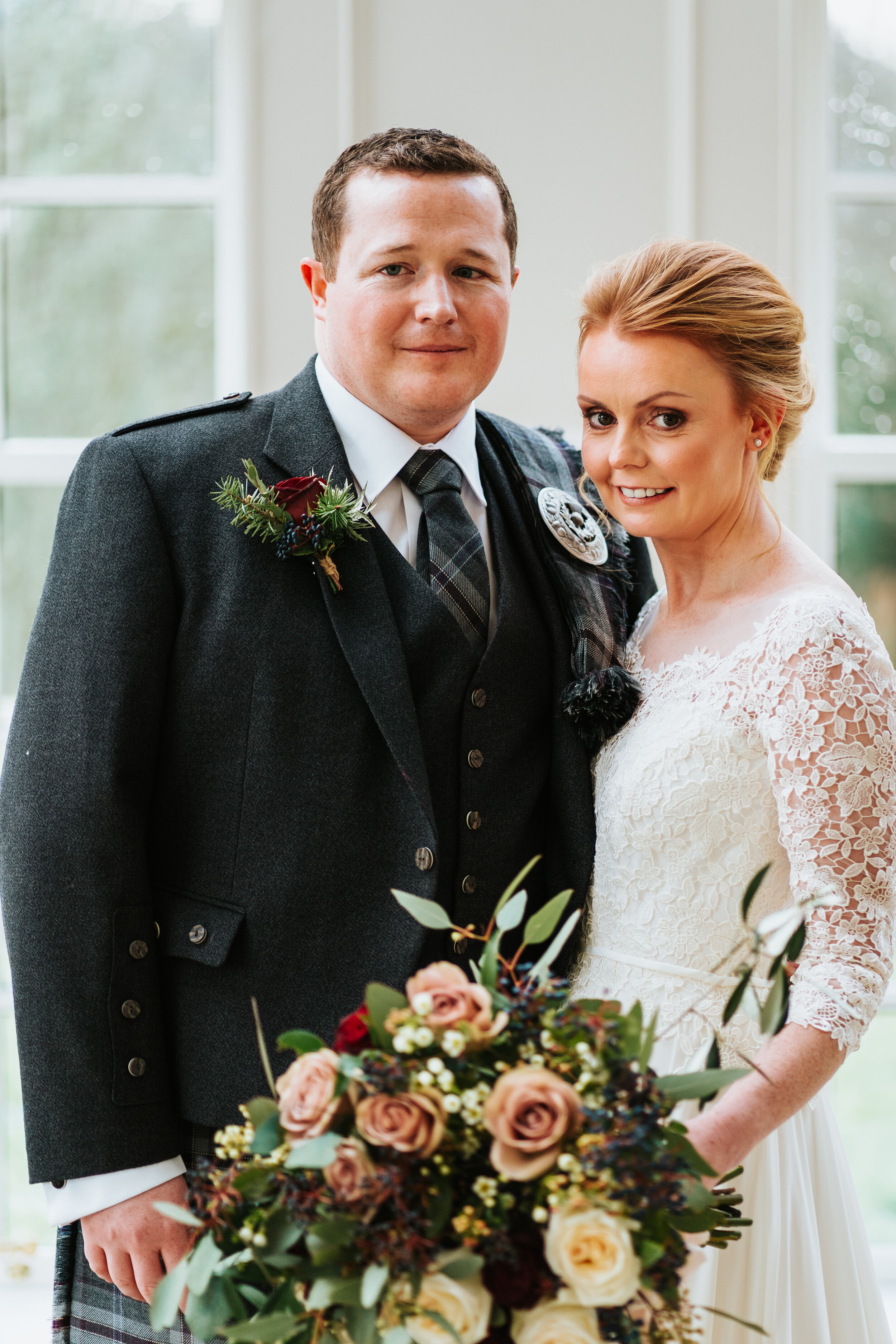 Bride and Groom portrait at Newhall Estate, Scotland 