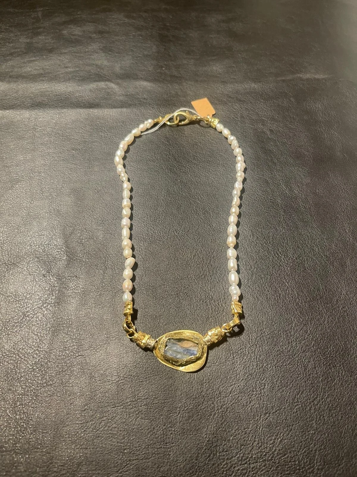 Pick Kyanite Pearl Necklace