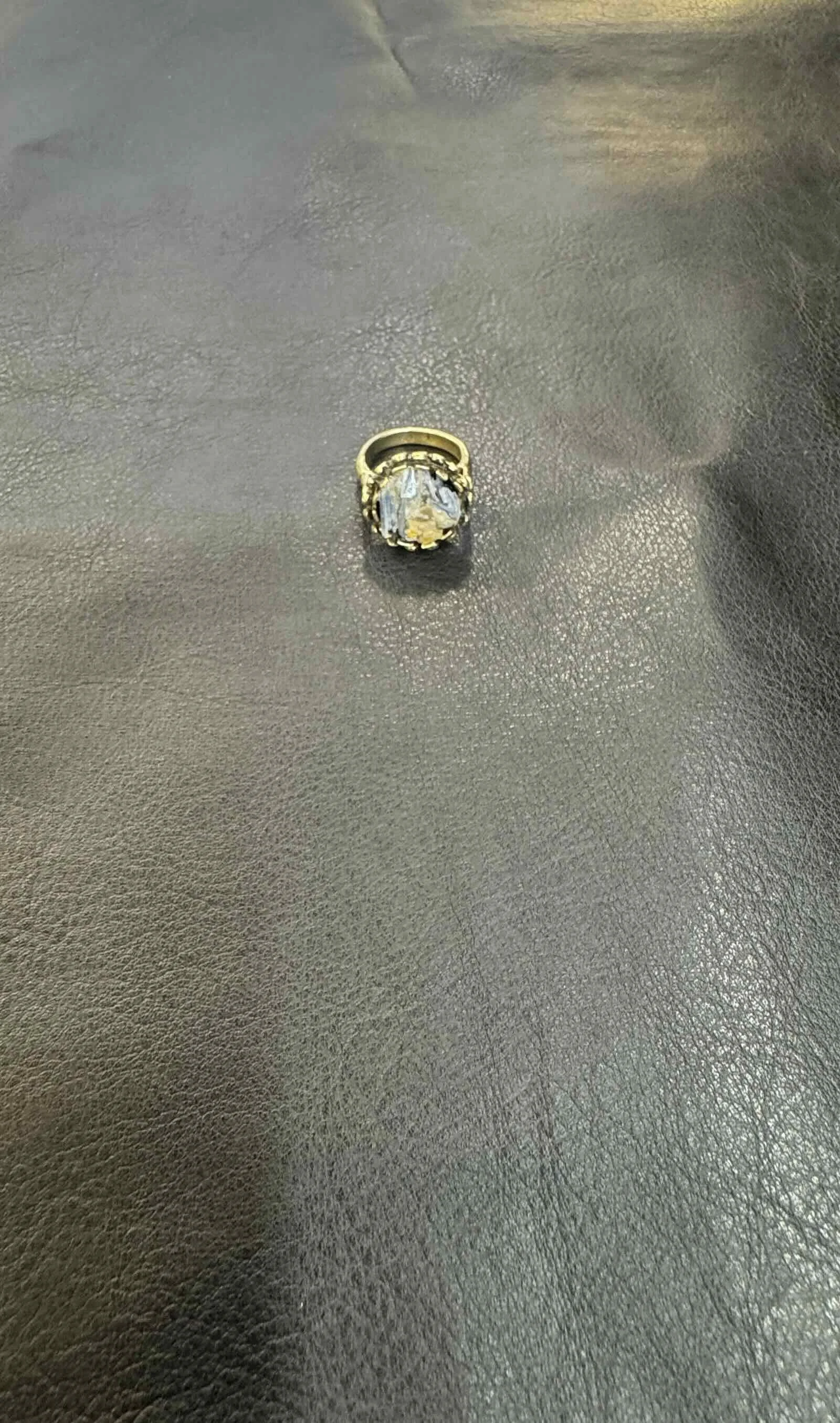 Iris Kyanite and Citrine Brass Ring