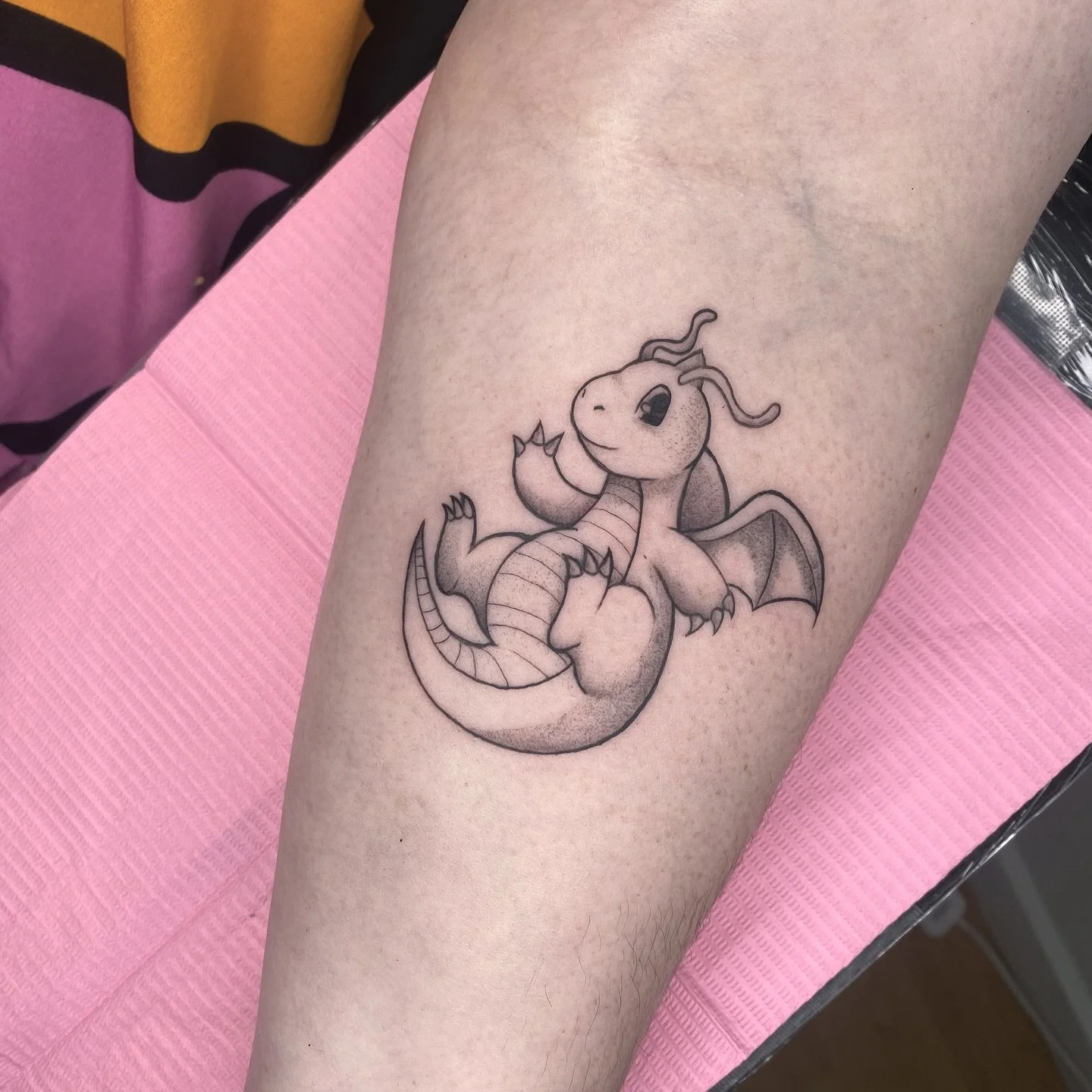 Cheeky little #dragonite from today, as part of my 151 for $151 deal!
Thanks so much @emjay_aitch for your trust with this adorable little guy!
I&rsquo;ve only got a few more appointments left for the rest of the year and still a few Pok&eacute;mon a