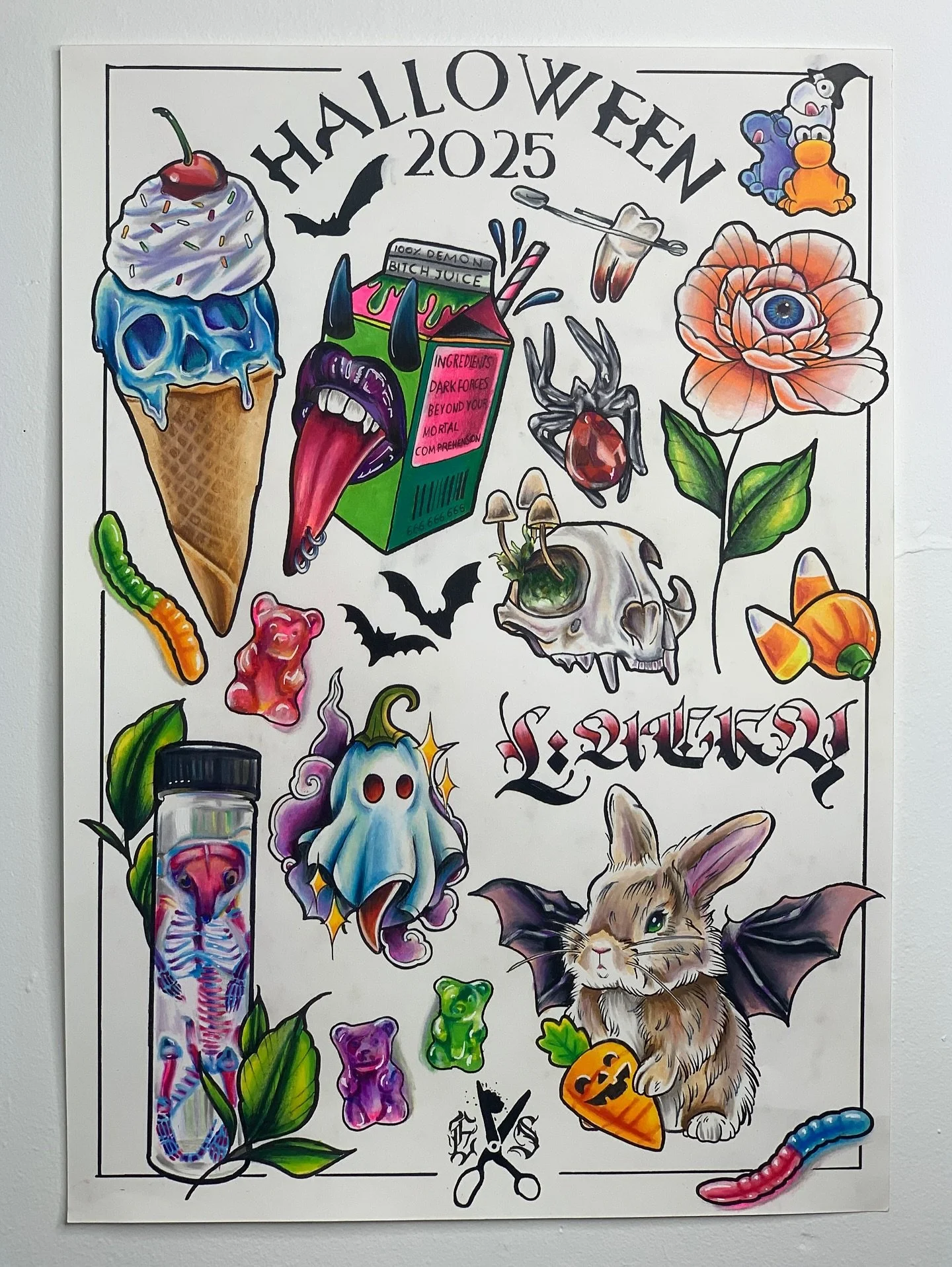 It&rsquo;s my favourite time of year again, and as always as a documentation of my art style and a little Halloween treat for y&rsquo;all I have once again dusted off my prismas and copics for spooky season flash 2025 🧡 
I can&rsquo;t believe this i