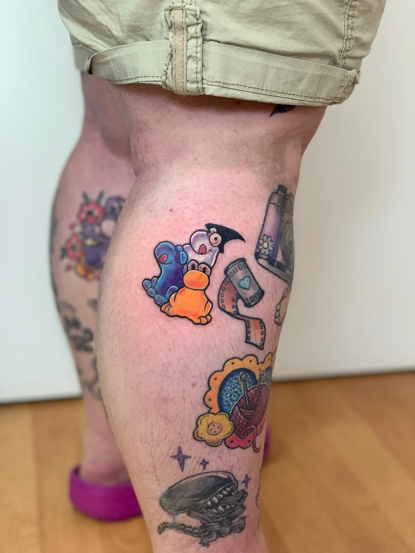 matching nerds from my Halloween flash for @beombicharmy and her lovely sister! thankyou so much for grabbing these goofy lil fellas 😄 💕
happy Halloween y&rsquo;all! 🎃
👾MADE AT @infiniteworldstattoo 
🍬USING @aftercarecollective.com.au @metalfing