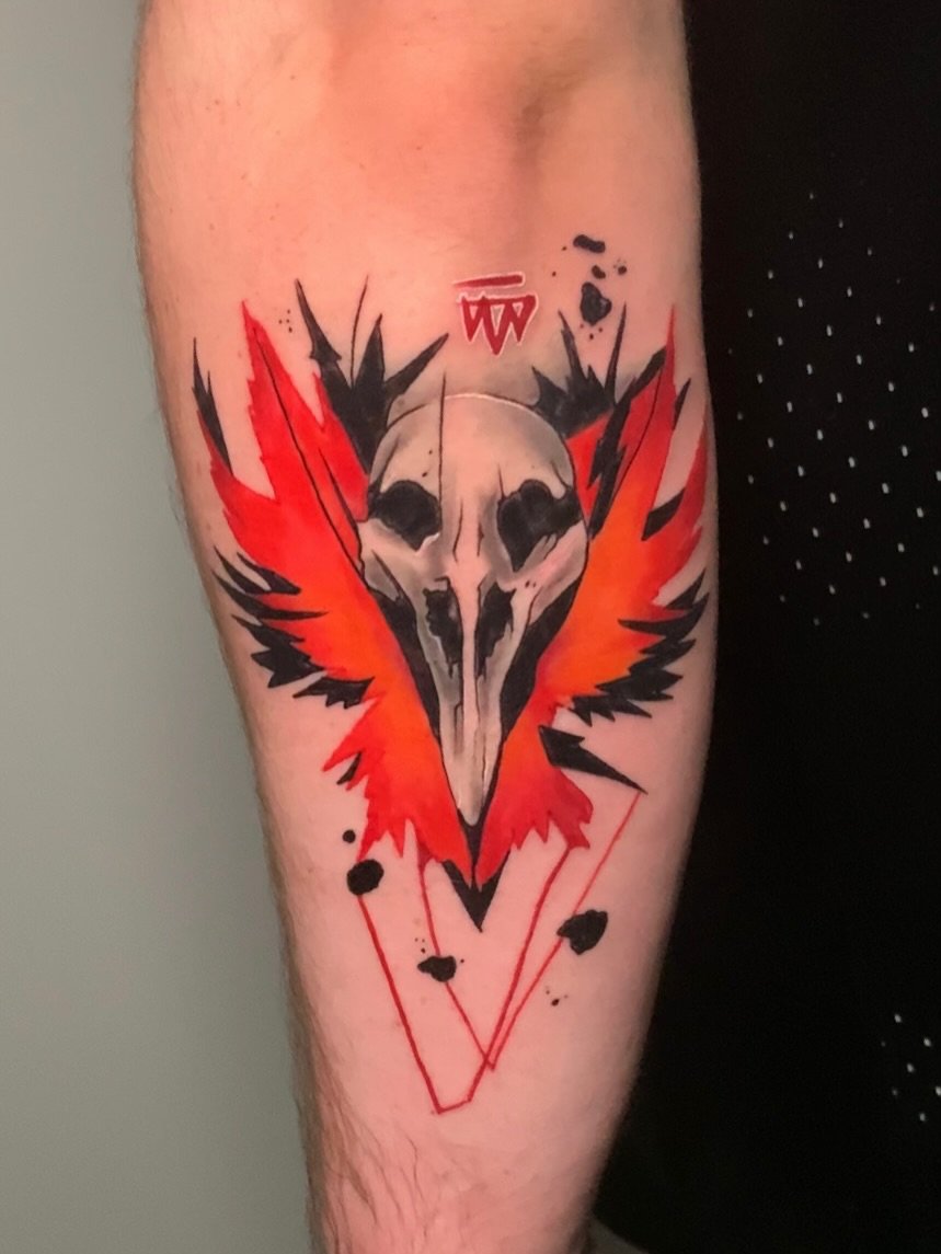 logo from infamous second sun  for @jstoker762 ! 
thankyou so much for coming in man, always fun to do something a bit different 😄 
👾MADE AT @infiniteworldstattoo 
💀USING @metalfingers.com.au @aftercarecollective.com.au @starbritecolors @electrum_