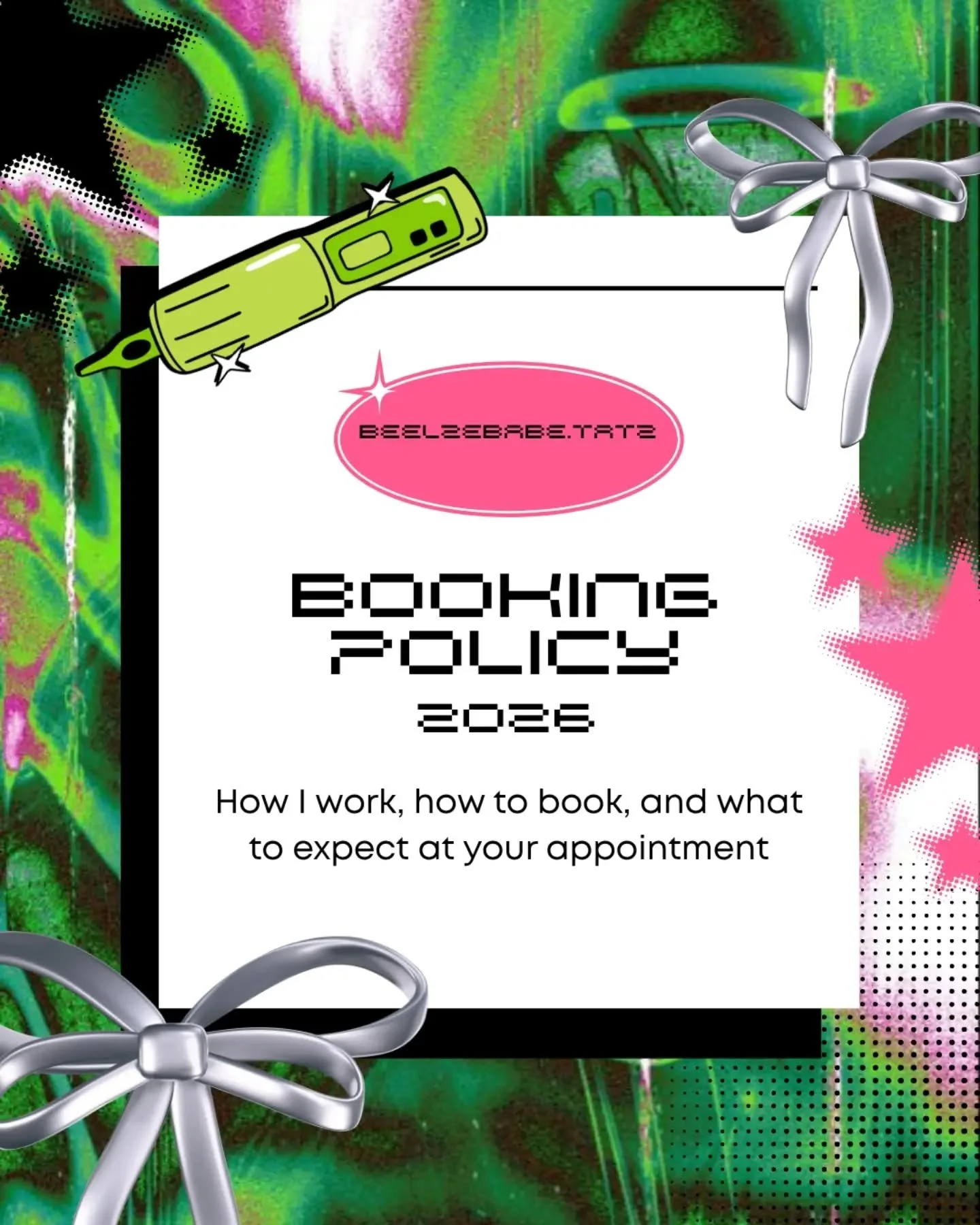 Wanna get a tattoo? I'd love to book you in! 💚🖤🩷

My booking policy covers all the things you should expect when getting yourself forever stickers, including my current pricing.

Got questions? My DMs are always open, nerds.

#adelaidetattooartist