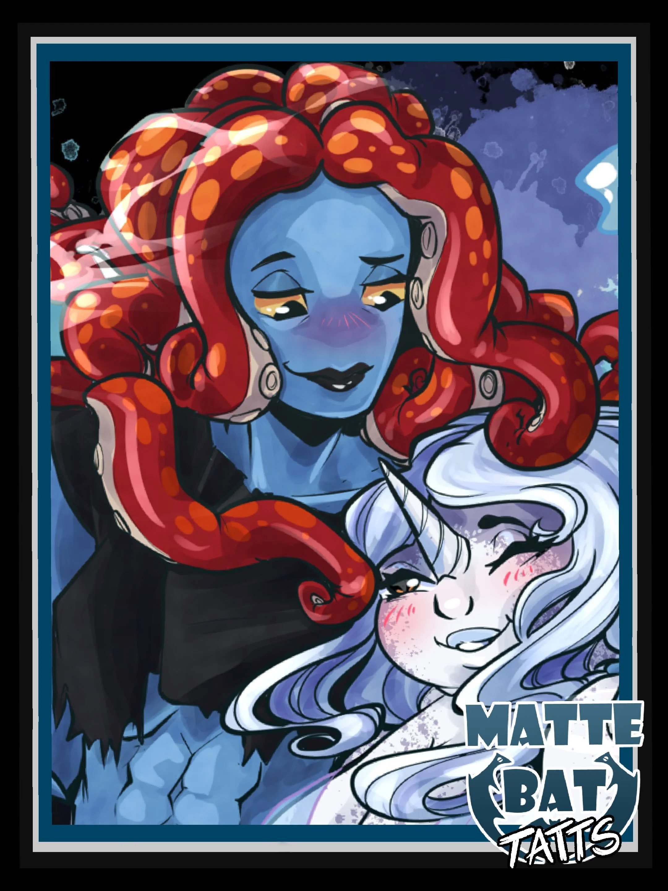 Still digging through my illustration work and finding pieces I really like! This was a commission of two wonderful OCs who are very gay and very in love. Always a big fan of drawing such delightful characters! 

For reference, I do still take art co