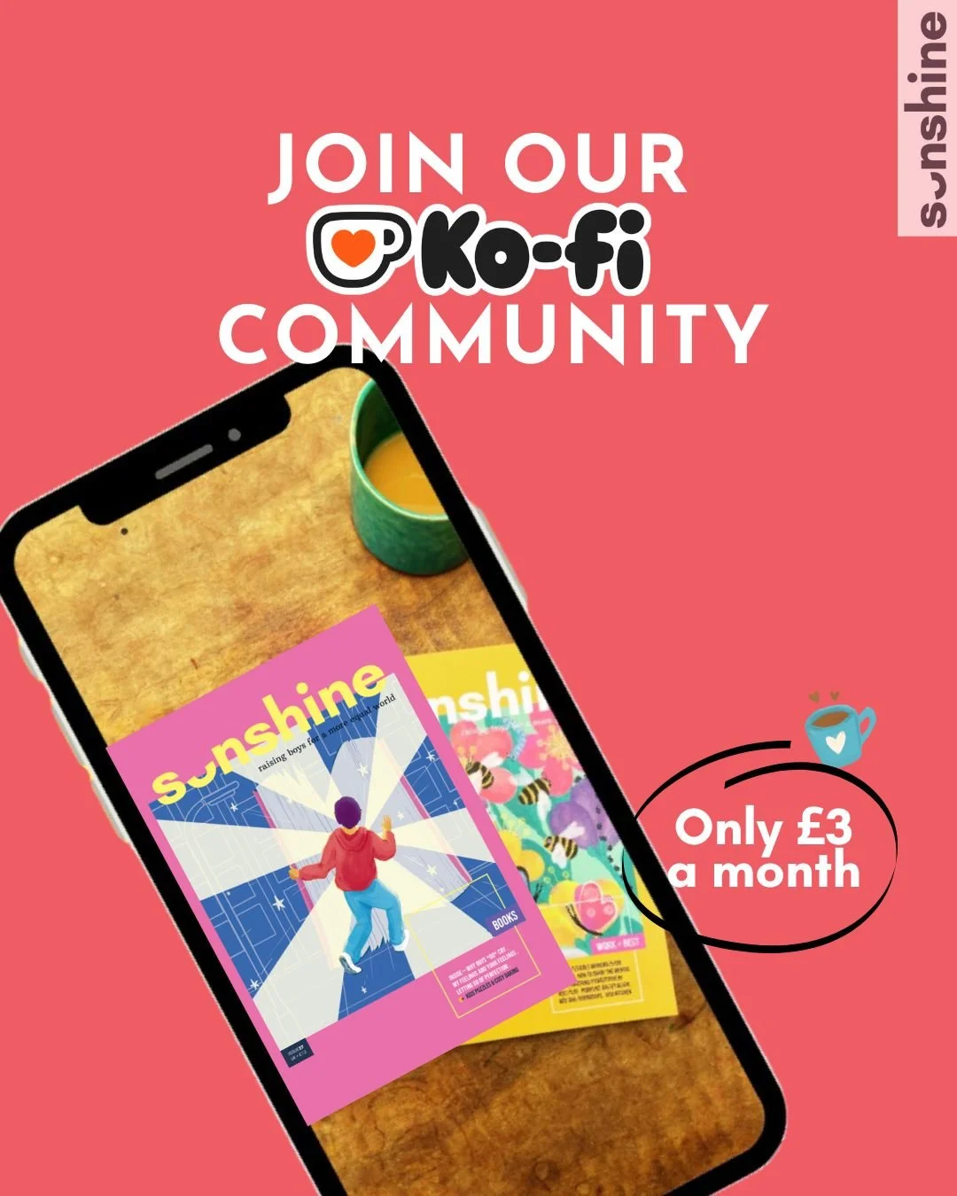 For just &pound;3 a month (the price of a forgotten coffee) you can join the Sonshine community on Ko-fi ☕💛

You&rsquo;ll get:
✨ A thoughtful read in your inbox every Wednesday
✨ A digital PDF of Sonshine Magazine with every new issue
✨ Access to ou