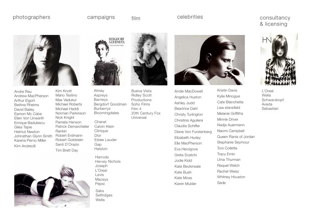Paul Yacomine career credits across photographers, fashion campaigns, film, celebrity hair and beauty consultancy