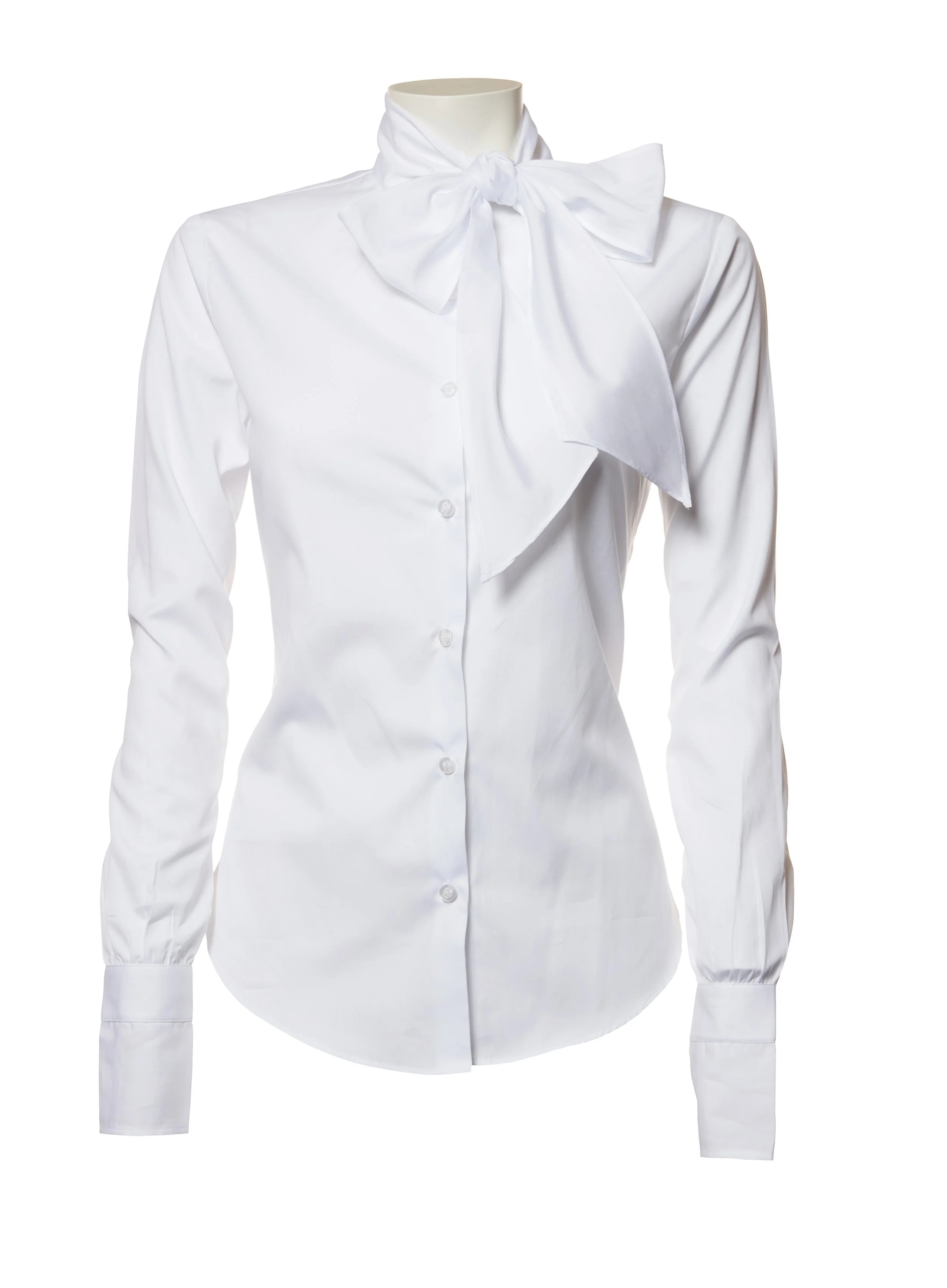 THE PUSSYBOW - Crisp white Italian cotton poplin