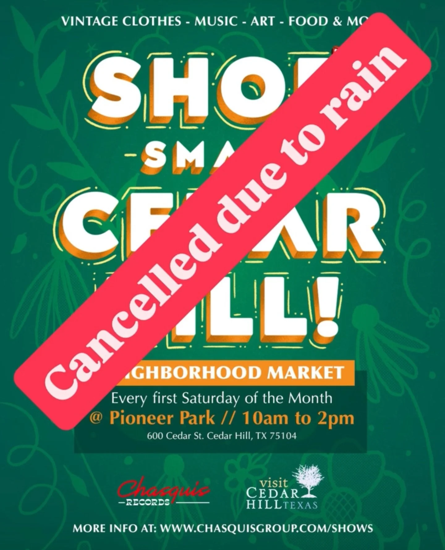 SAD NEWS - our MARKET scheduled for tomorrow Saturday has been CANCELLED due to forecasted rain. We will move all vendors to our next market scheduled for SATURDAY MAY 2nd. See you then!
