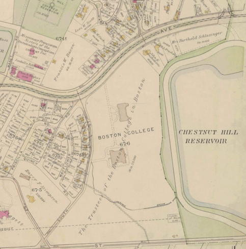 Boston College, ca. 1917. ( Historic Maps of Newton )