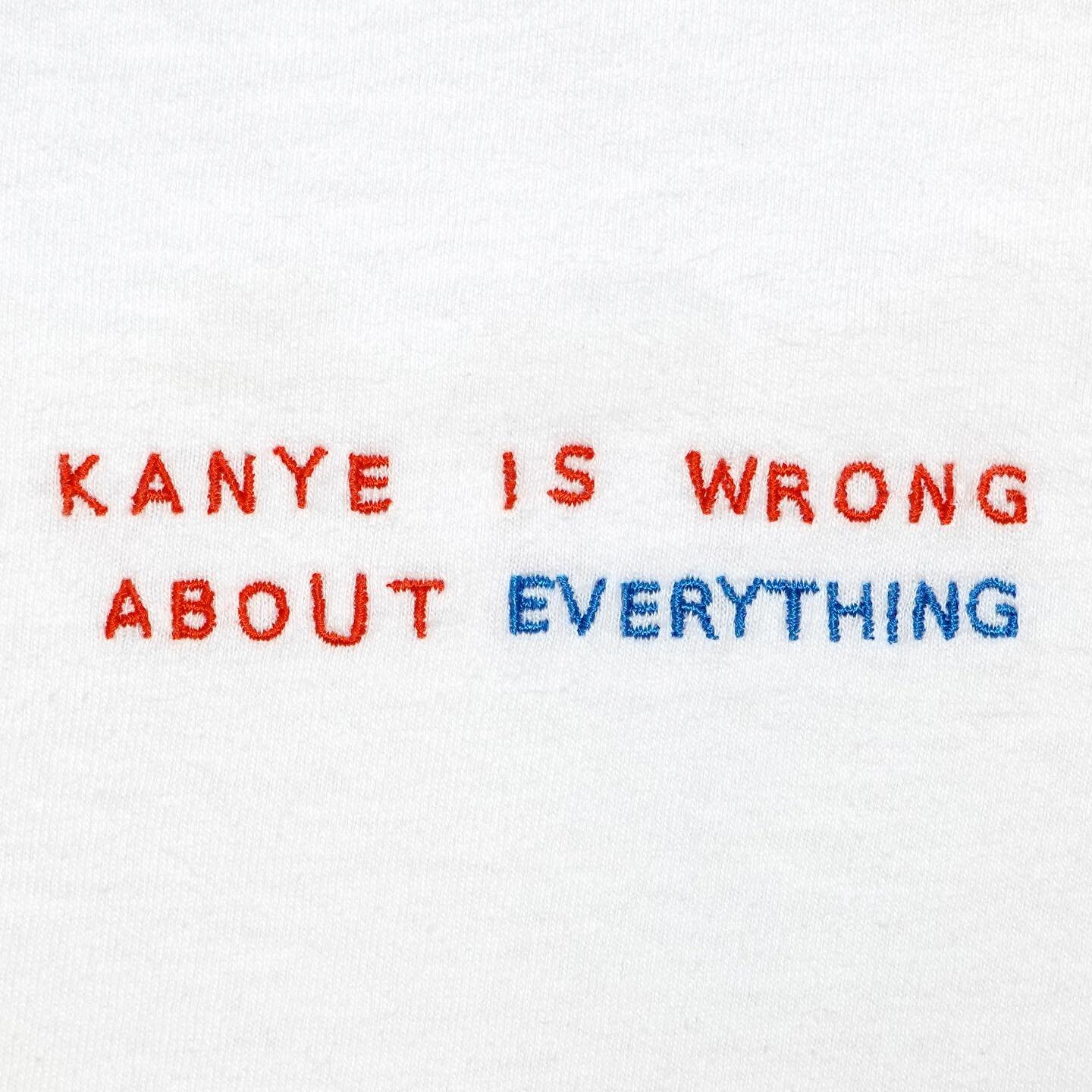 Woke up to a flood of posts by friends about a lack of non-Jewish voices speaking out about Kanye&rsquo;s hateful comments - and that must be absolutely terrifying! So did a quick embroidery to say what always feels MIND-NUMBING to have to spell out&