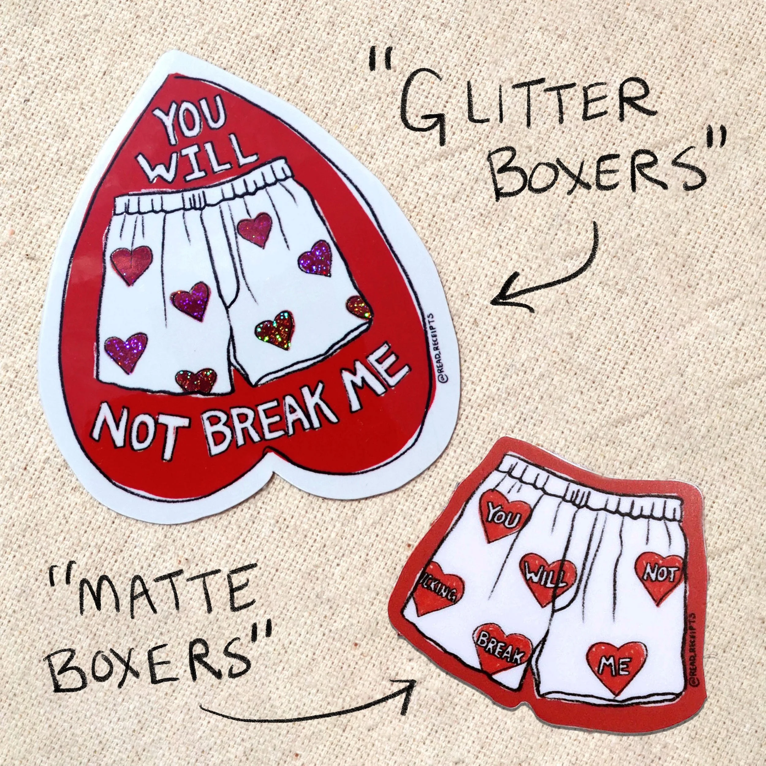 "You Will Not Break Me" Heart Boxers Stickers