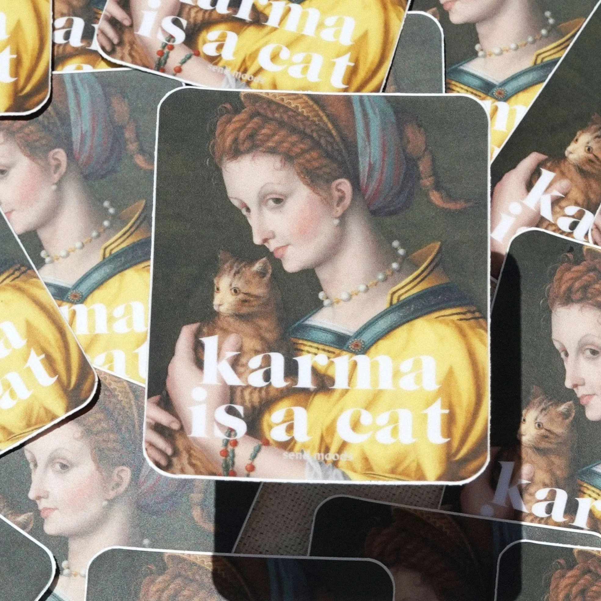 "Karma Is a Cat" Sticker (Send Moods)