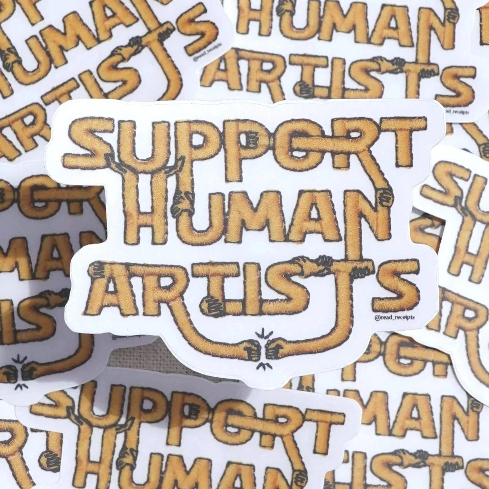 "Support Human Artists" Sticker ("Embroidered")