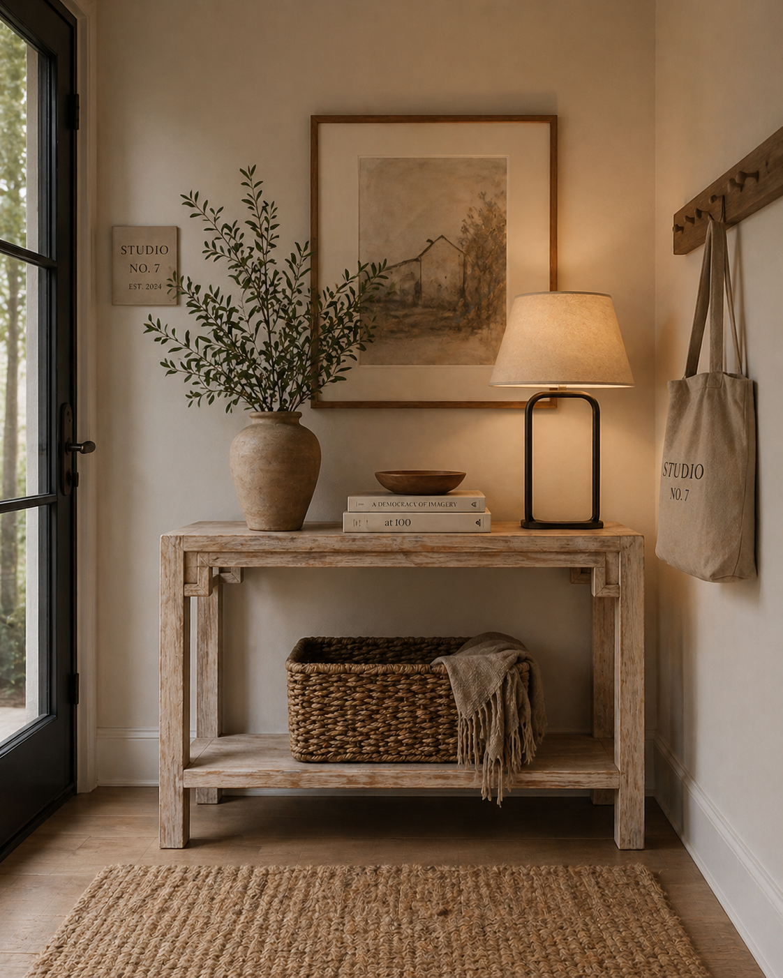 White Wash Console Table With Shelf