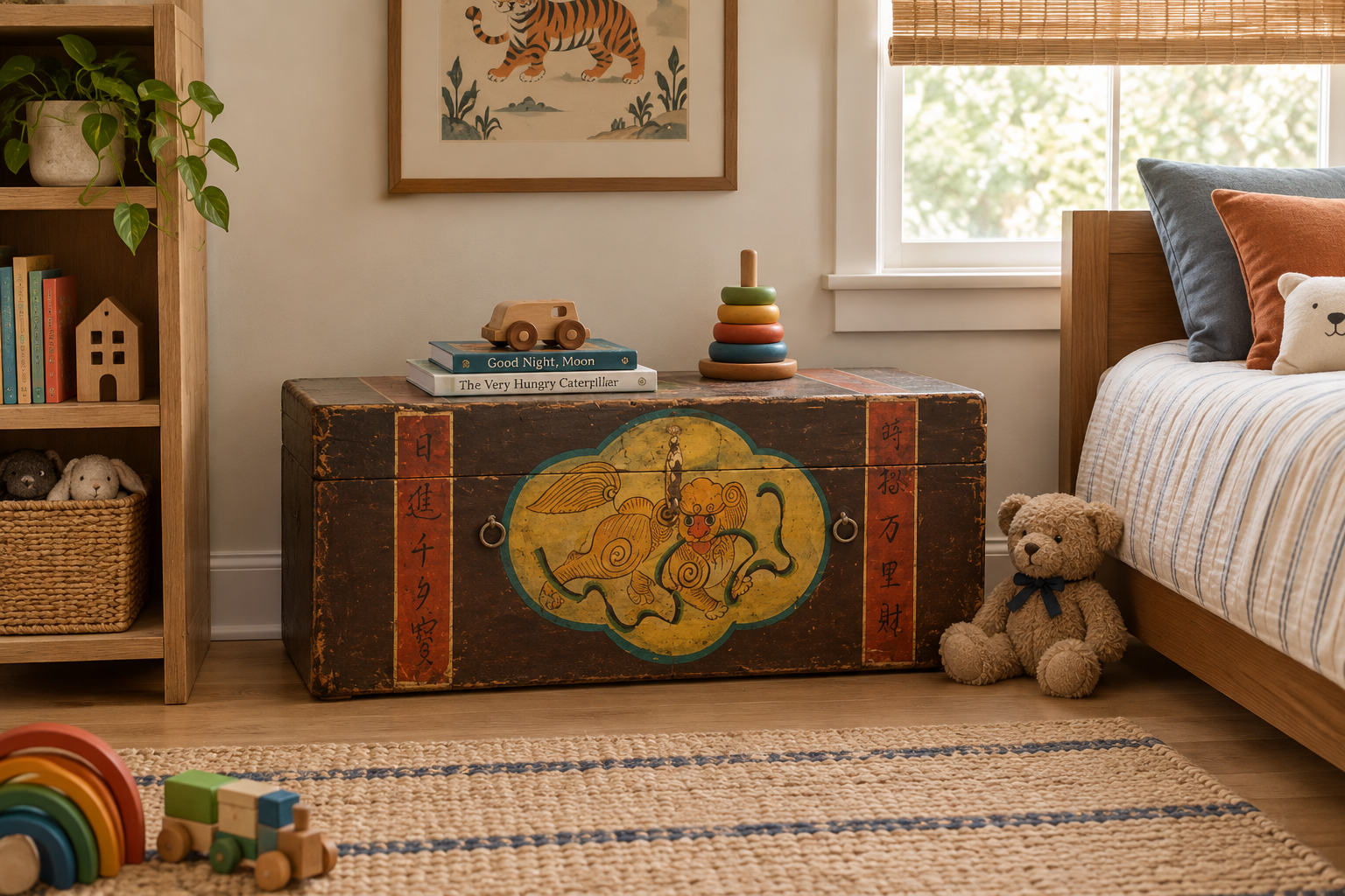 Dancing Fu Dog Vintage Trunk