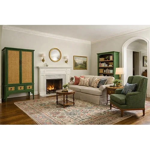 Rattan Inlaid Tall Cabinet