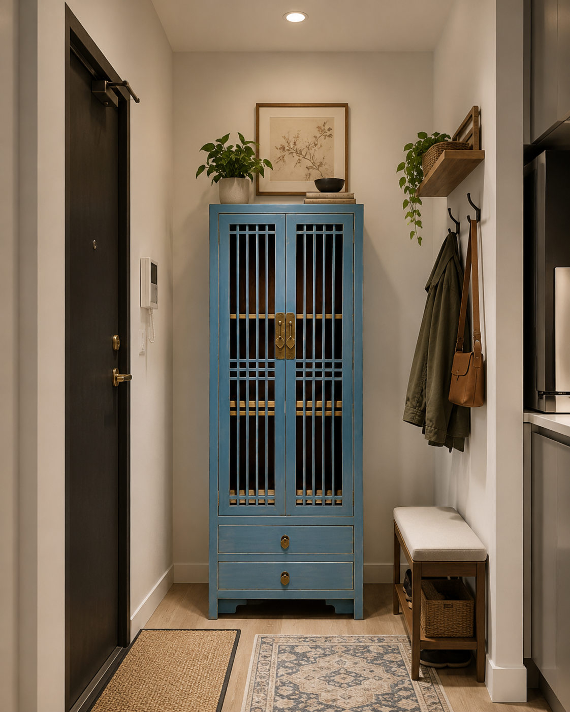 Slatted Doors Tall Cabinet