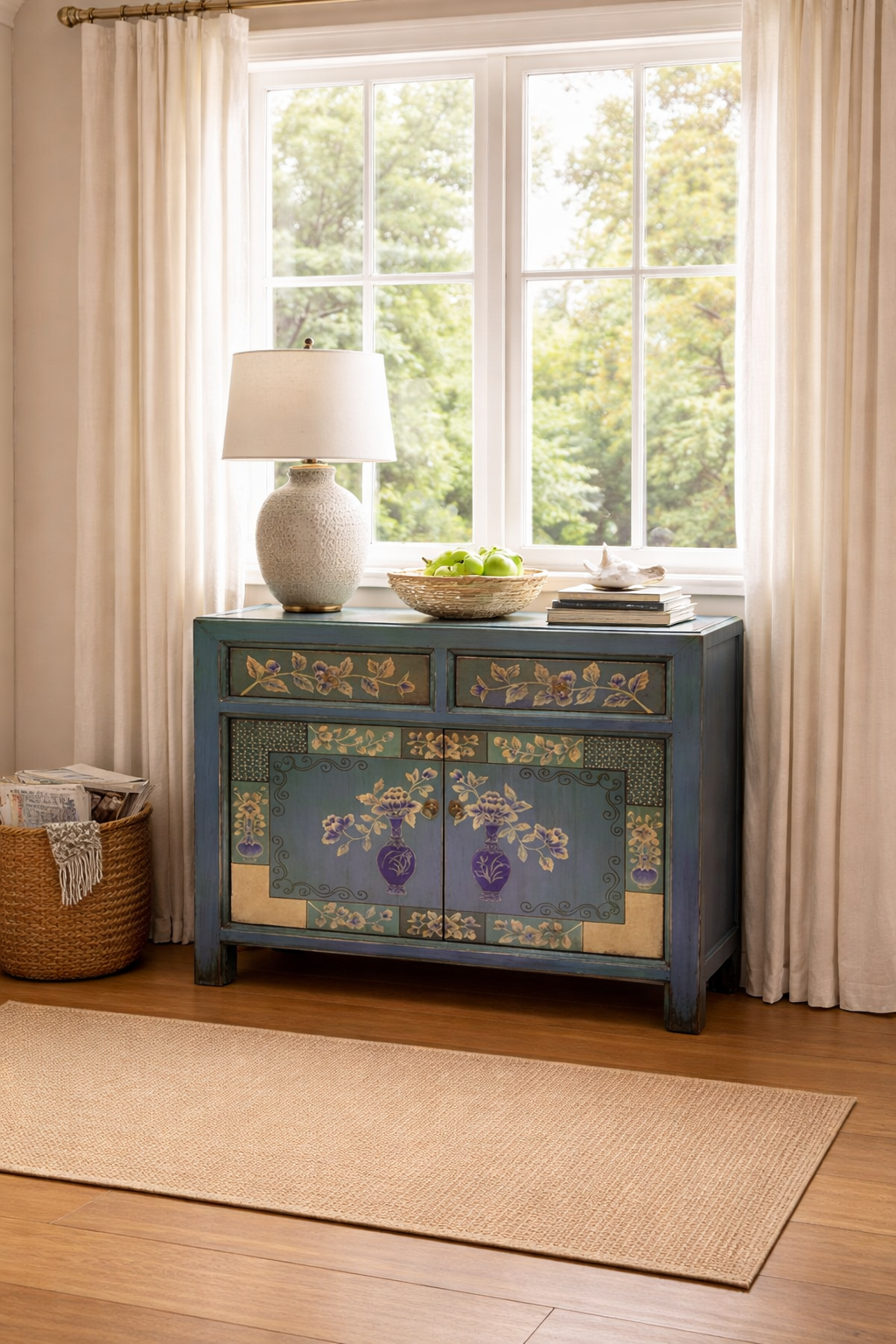 Hand Painted Teal Cabinet
