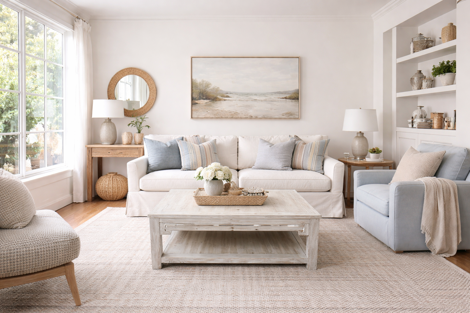 White Wash Square Coffee Table